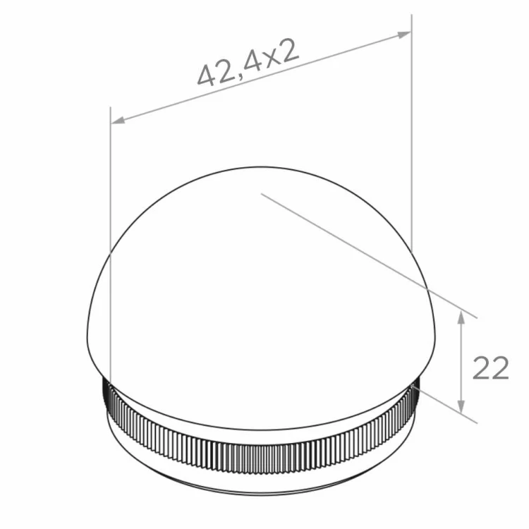Capac elipsoidal Kozza pentru înfigere în țeavă balustradă 42,4 mm – oțel AISI 304 satinat 001-095 (2)