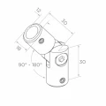 Postal – cot articulat pentru balustradă 90°–180° pentru bară fi 12 mm, AISI 304 satinat 001-146 (2)