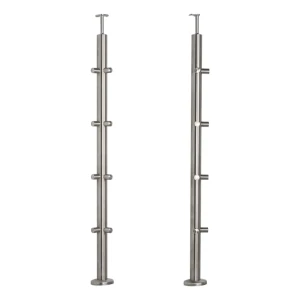 PSG stâlp de balustradă de colț din oțel AISI 304 ø42,4 mm H1060 mm cu suporturi pentru tuburi ø12 mm