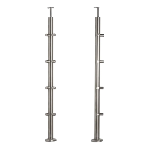 PSG stâlp de balustradă de colț din oțel AISI 304 ø42,4 mm H1060 mm cu suporturi pentru tuburi ø12 mm 001-206 (1)