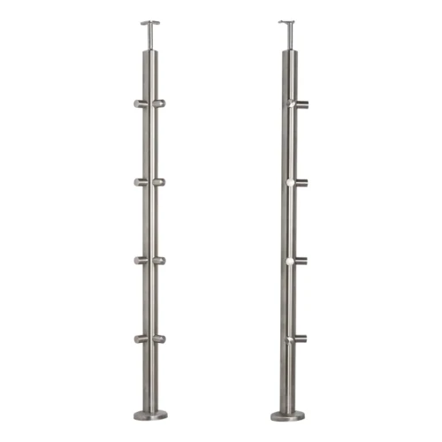 PSG stâlp de balustradă de colț din oțel AISI 304 ø42,4 mm H1060 mm cu suporturi pentru tuburi ø12 mm 001-206 (1)