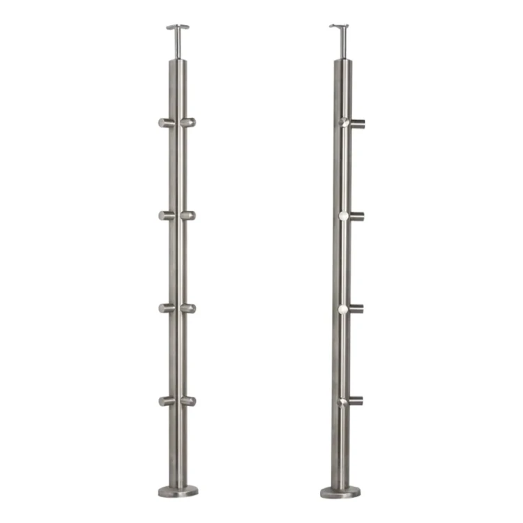 PSG stâlp de balustradă de colț din oțel AISI 304 ø42,4 mm H1060 mm cu suporturi pentru tuburi ø12 mm 001-206 (1)