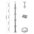 PSG stâlp de balustradă de colț din oțel AISI 304 ø42,4 mm H1060 mm cu suporturi pentru tuburi ø12 mm 001-206 (2)