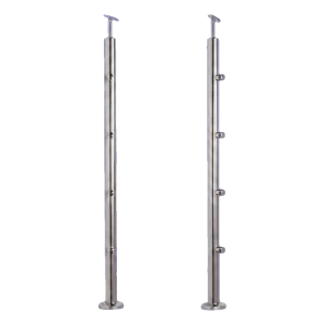 PSG stâlp intermediar pentru balustradă Ø42,4 mm din oțel inoxidabil AISI 304 – 4 suporturi Ø12, montaj în podea