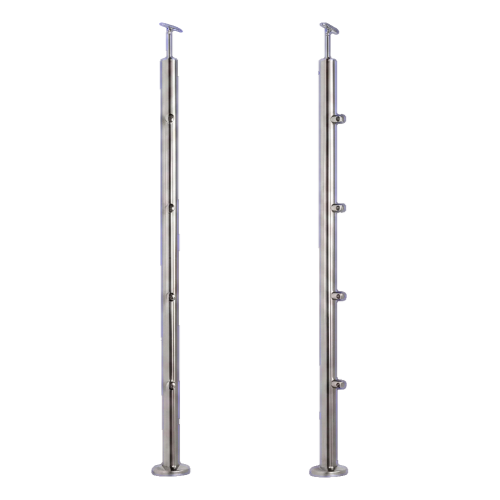 PSG stâlp intermediar pentru balustradă Ø42,4 mm din oțel inoxidabil AISI 304 – 4 suporturi Ø12, montaj în podea 001-207 (1)