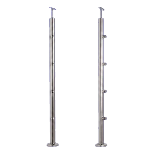 PSG stâlp intermediar pentru balustradă Ø42,4 mm din oțel inoxidabil AISI 304 – 4 suporturi Ø12, montaj în podea 001-207 (1)