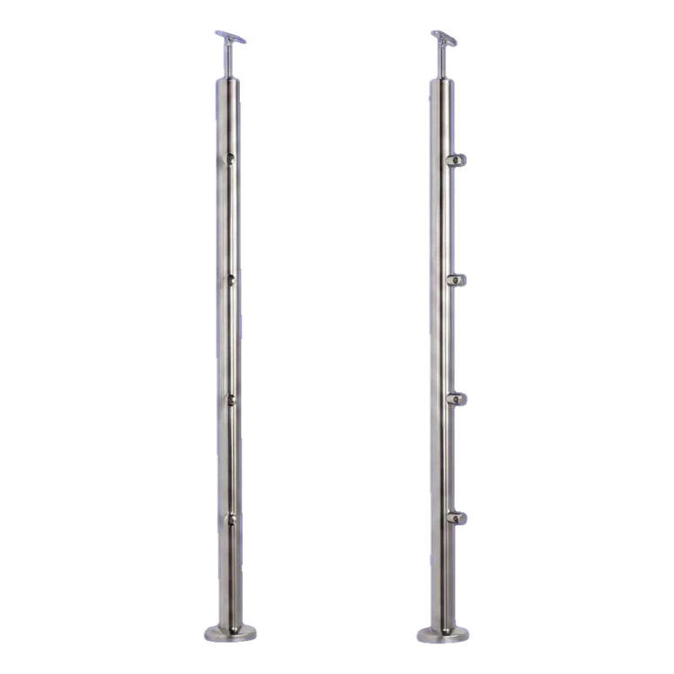 PSG stâlp intermediar pentru balustradă Ø42,4 mm din oțel inoxidabil AISI 304 – 4 suporturi Ø12, montaj în podea 001-207 (1)