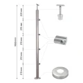 PSG stâlp intermediar pentru balustradă Ø42,4 mm din oțel inoxidabil AISI 304 – 4 suporturi Ø12, montaj în podea 001-207 (2)