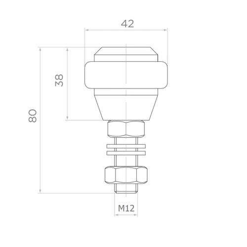 PSG rolă ghidare cu cauciuc FI 42 mm pentru porți culisante – filet M12 001-282 (2)