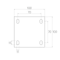 PSG balama reglabilă pentru porți M20 cu placă 100×100 mm zincată – ureche neagră 001-373 (4)