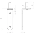 Pivot de balama cu curea Ø14 mm pentru înșurubare – ax pentru porți cu deschidere pe balamale 001-508 (2)