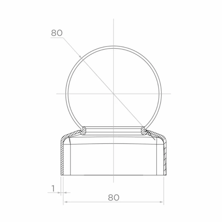 Coif de gard din oțel galvanizat 80×80 mm cu bilă fi 80 mm 001-565 (2)