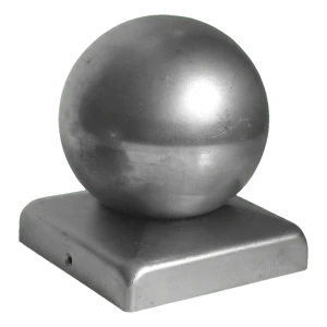 Cușcă de gard din oțel 100×100 mm cu bilă decorativă fi 80 – galvanizată