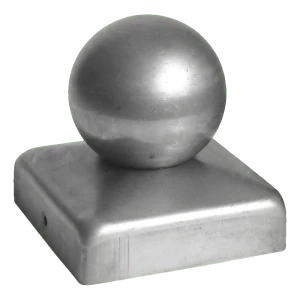 Cașchetă de gard din oțel 120×120 mm cu bilă decorativă fi 80 mm – brută
